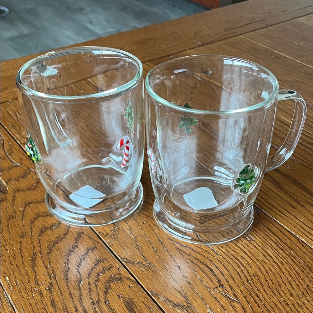 Cost Plus World Market Festive Clear Glass Mugs